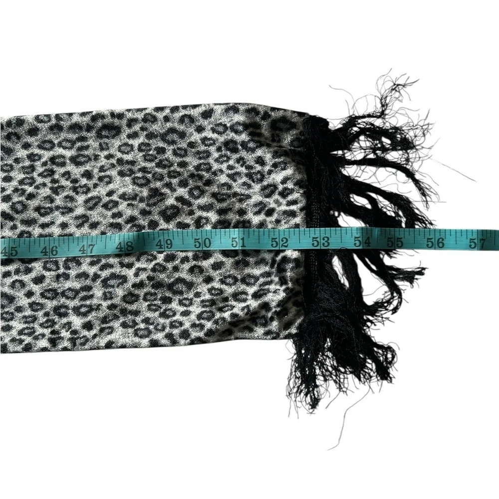 Y2K Millennial Diva Casual Cozy Leopard Print Soft Fringe Animal Print Scarf OS